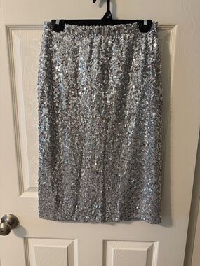 Silver Sequin Pencil Skirt - Sleek Event-Ready Style
